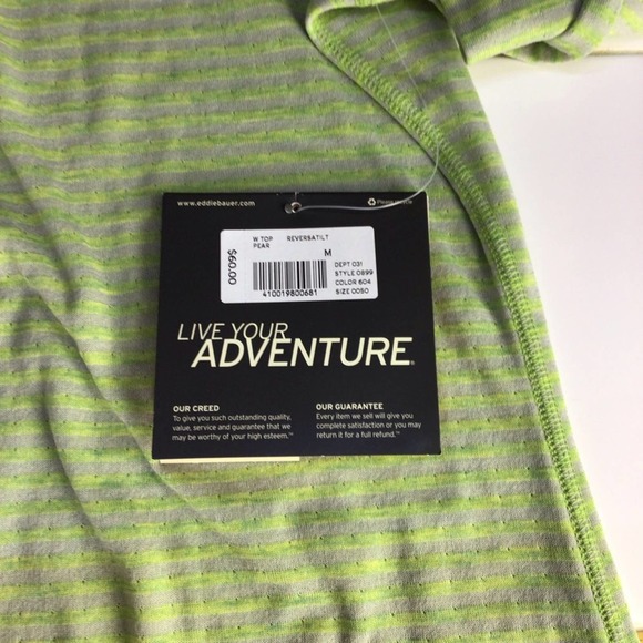 Eddie Bauer | Neon Green Gray Reversible FreeDry Striped Space Dye Shirt M - Picture 9 of 10